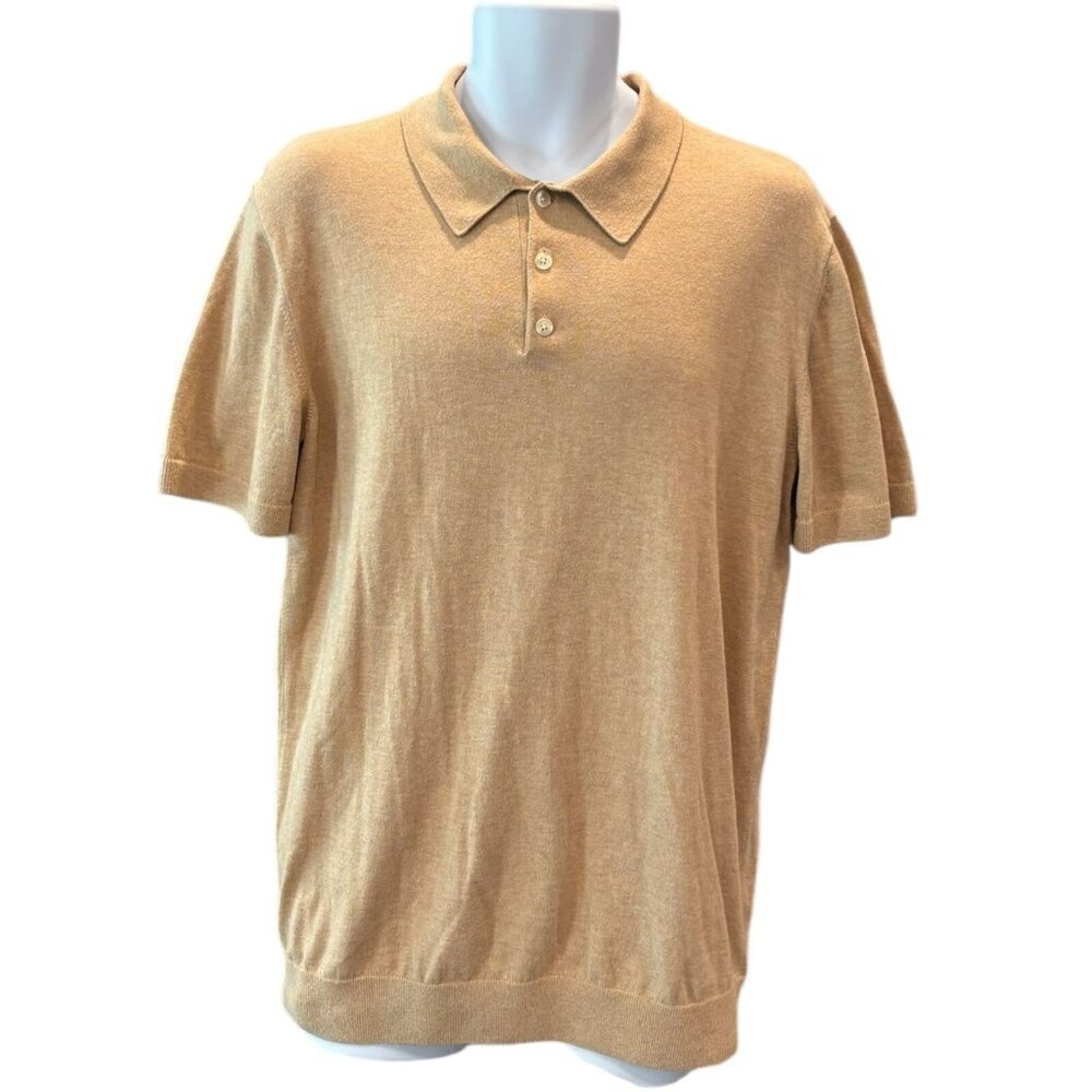 Gap Cotton Polo Shirt –‎ Tan Short Sleeve Pullover Men’s M Tall